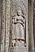 Angkor Thom - Bayon temple, second enclosure, bas reliefs of the East gopura, apsara 